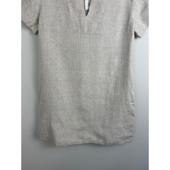 Madewell Women's V-Neck Mini Dress in 100% Linen Natural Undyed S - Picture 6 of 13